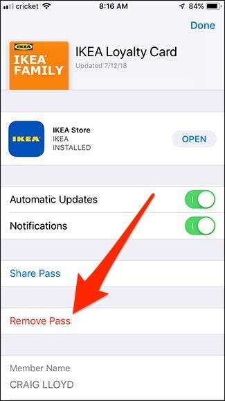 Как удалить пятерочку из wallet