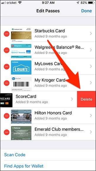 Как удалить пятерочку из wallet